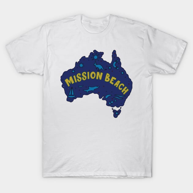 AUSSIE MAP MISSION BEACH T-Shirt by elsa-HD